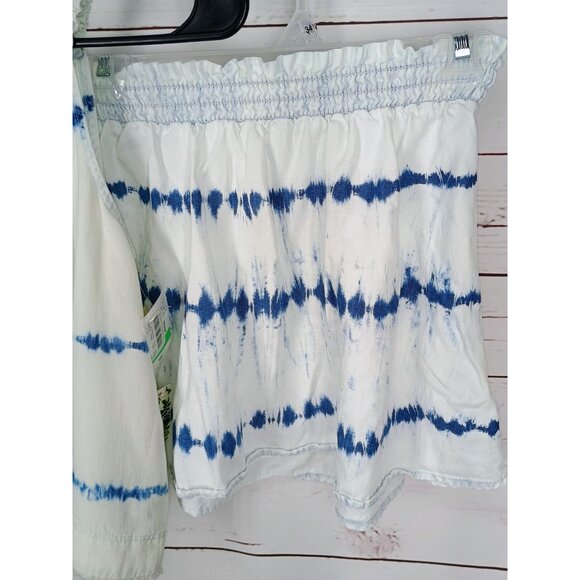 Tie-Dye White & Blue Sleeveless Top And Elastic Waist Shorts Set Girls Size 8 - Picture 4 of 10